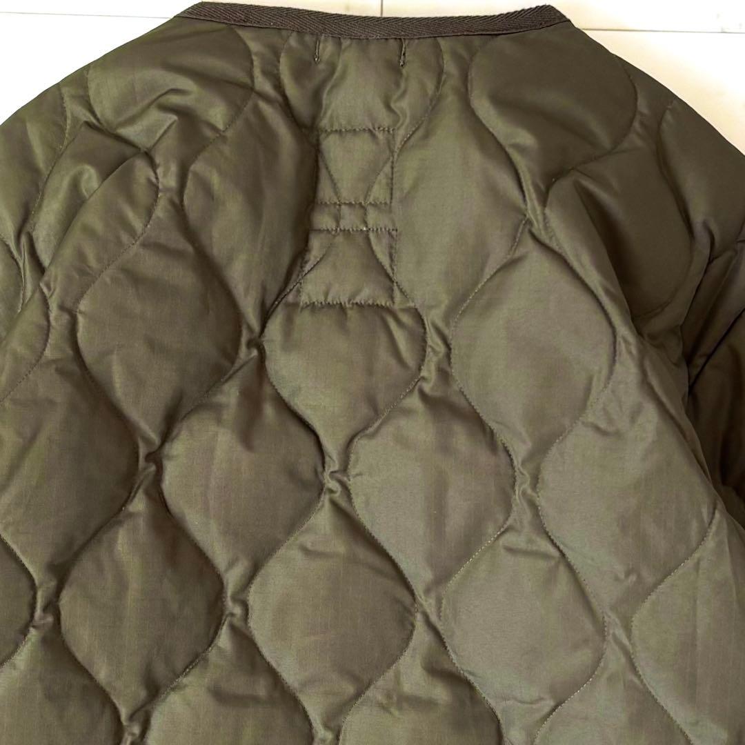 美品　ミリタリー クルーネックダウンコート ロング　カーキ　サイドスリット