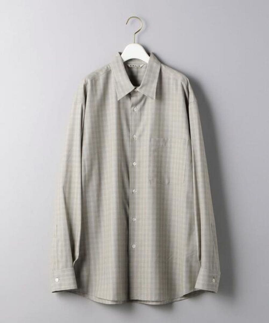 トップス AURALEE super light wool check shirts 4