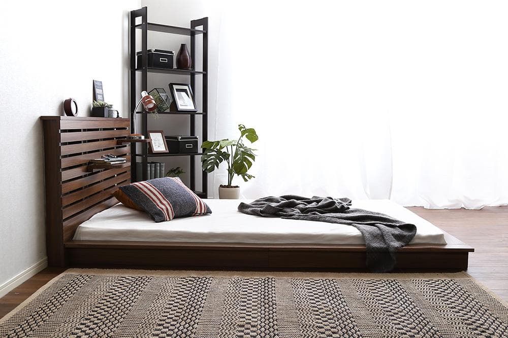 【ブラウン　シングル】 おしゃれなフロアベッド　ロースタイル <フレームのみ>