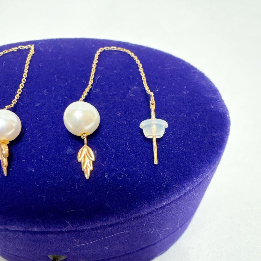 【レア】agete アガット ピアス パール リーフ k10 ゴールド 箱付き