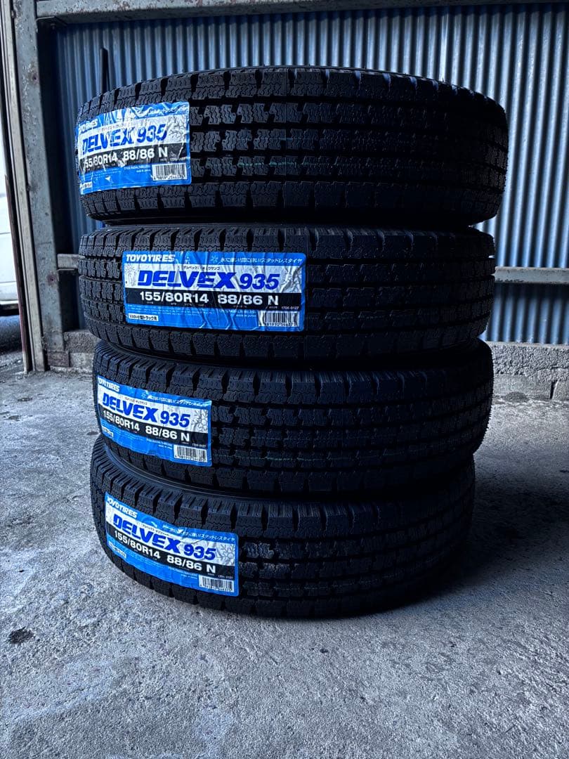 スタッドレスタイヤ（新品）155/80R14（TOYO:DELVEX935）4本
