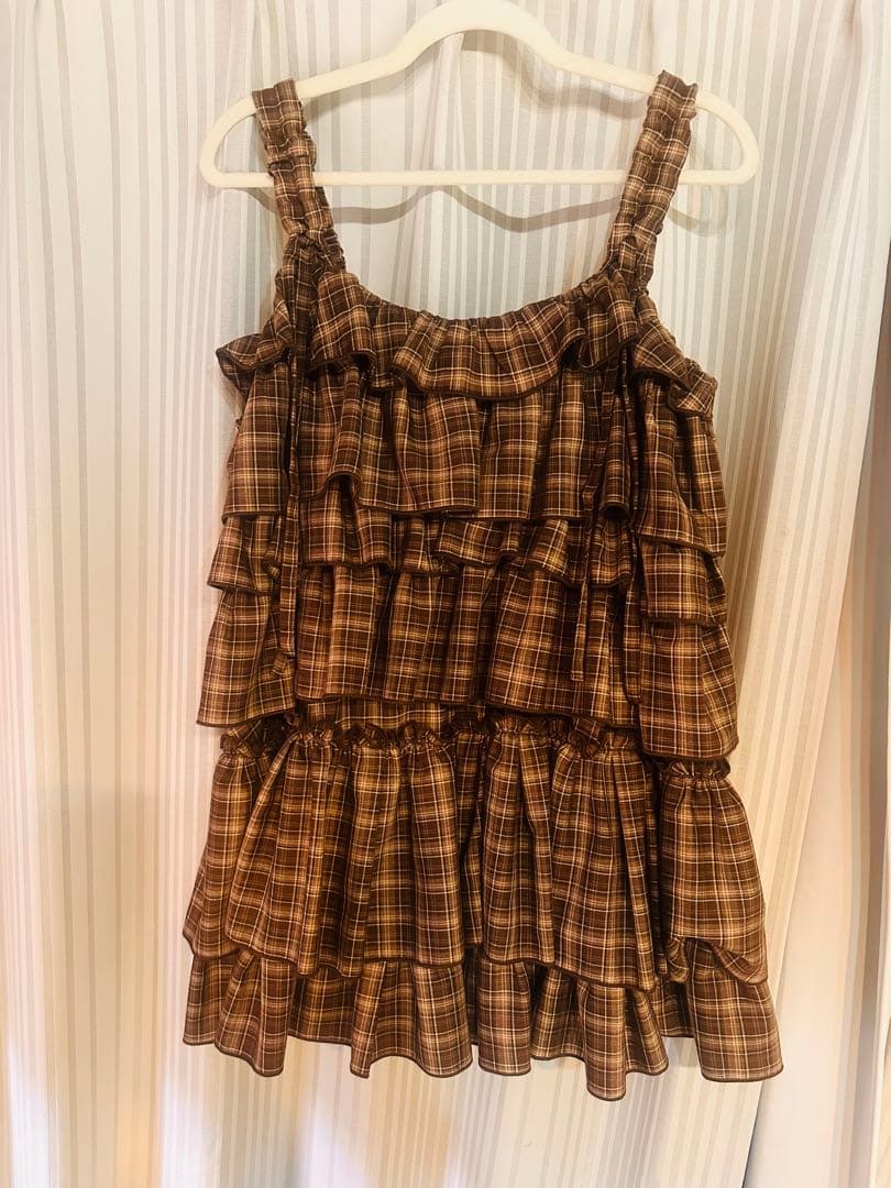 merry jenny チェックホイップクリームミニワンピース