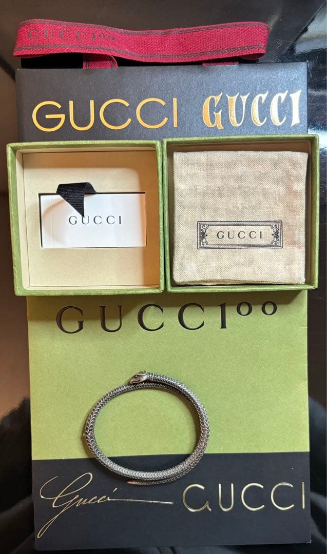 GUCCIガーデンスネークブレスレット18号Ag925 鑑定済 付属品完備