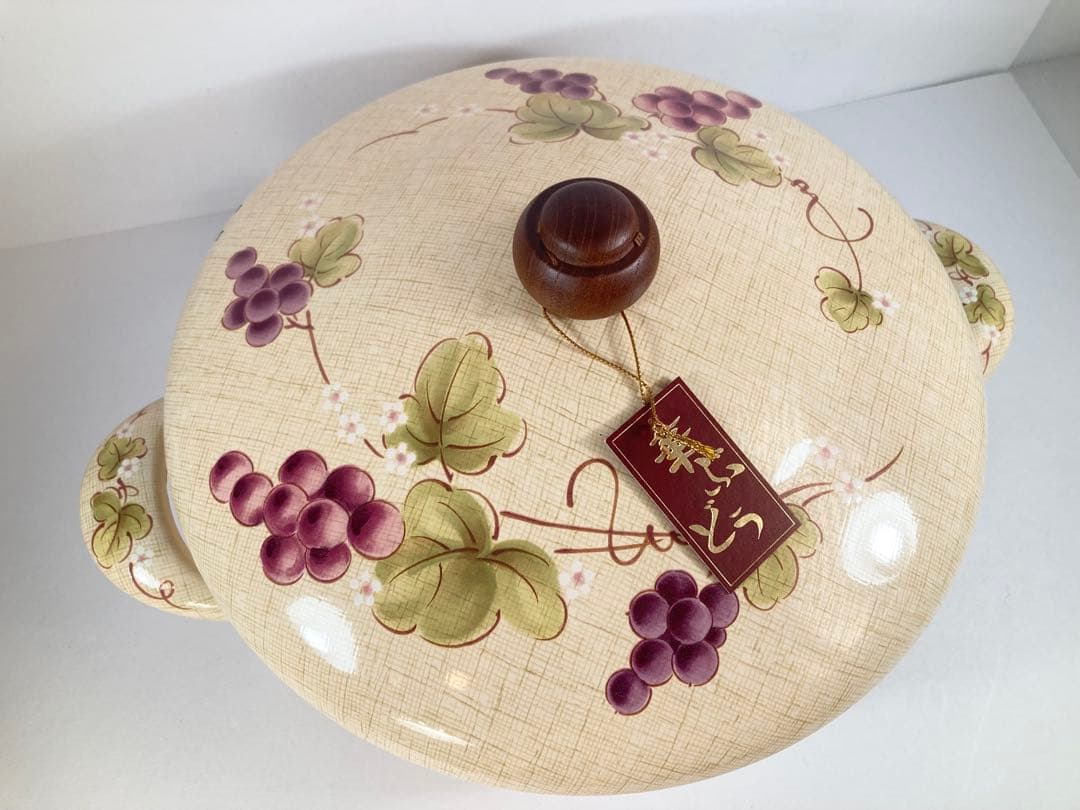 未使用 希少レトロ EJIRY エジリー 華ぶどう ホーロー両手鍋 片手鍋