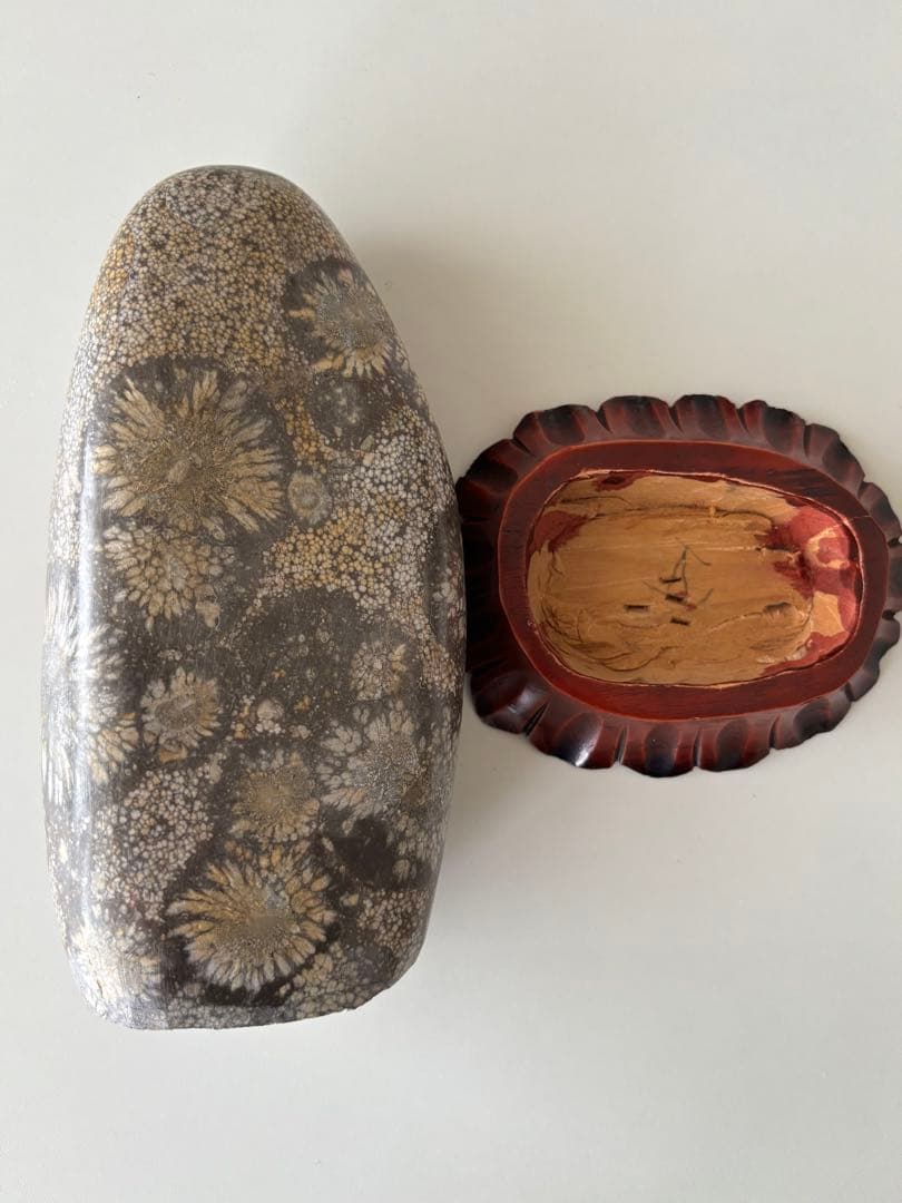 菊花石 木製台座付き