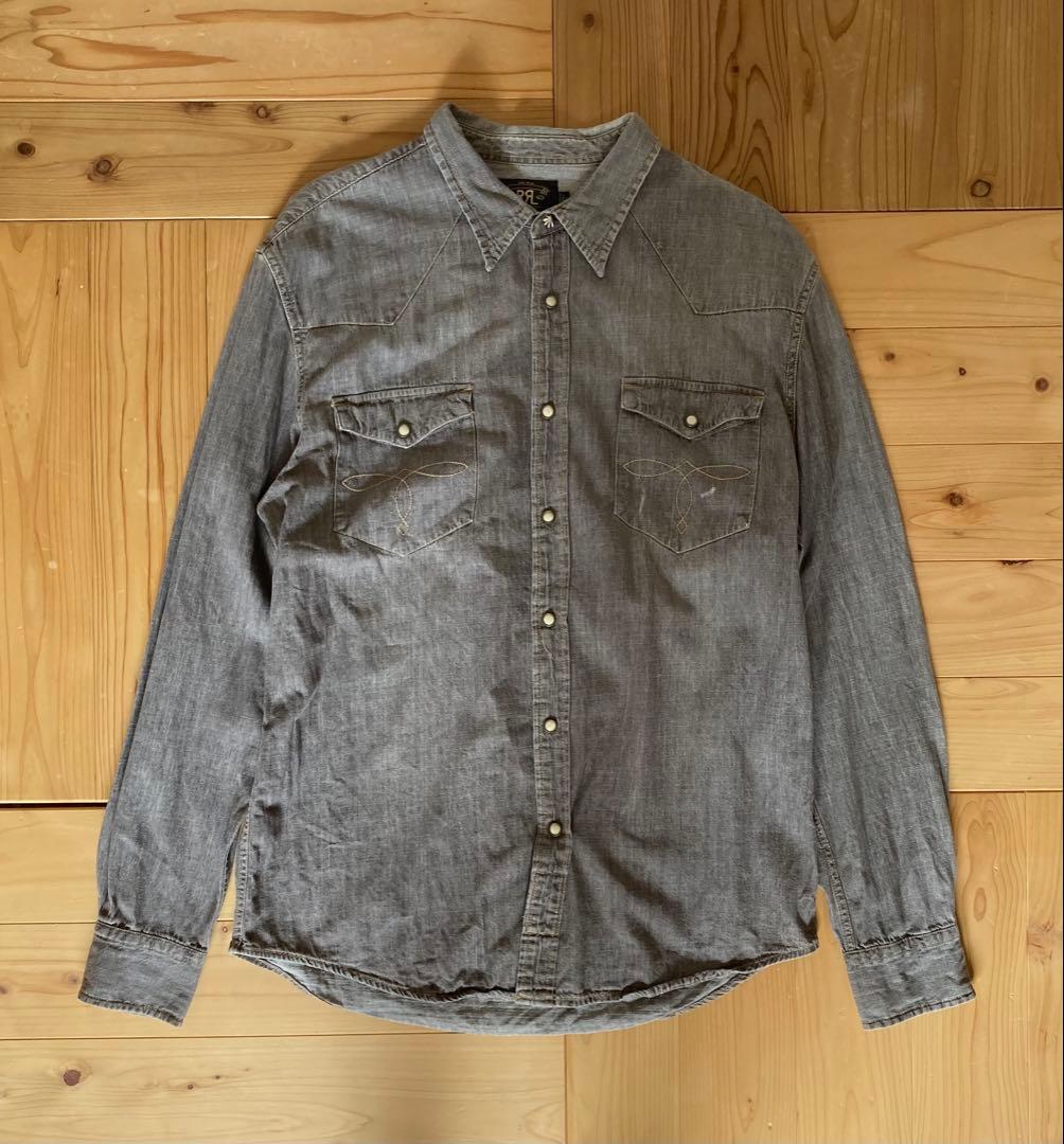 RRL ラルフ XL ウエスタン 長袖シャツ ブラックシャンブレー