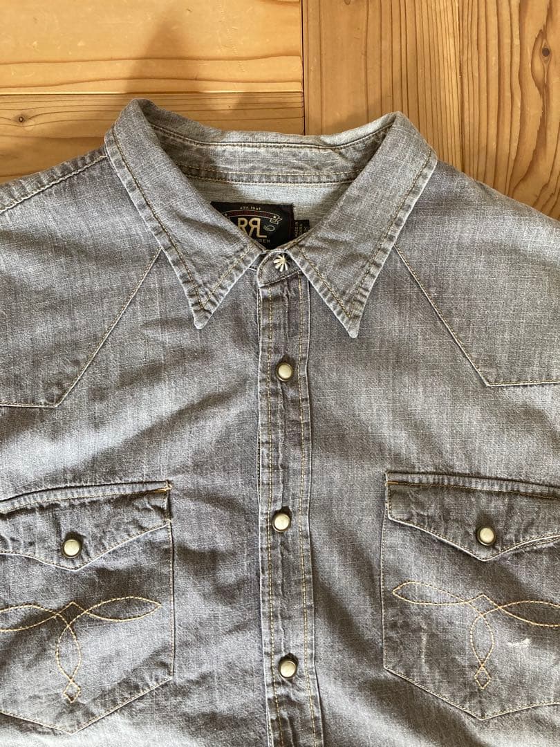 RRL ラルフ XL ウエスタン 長袖シャツ ブラックシャンブレー