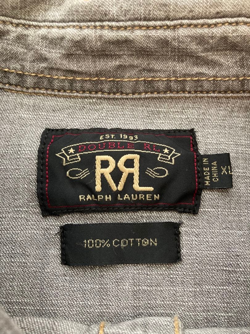 RRL ラルフ XL ウエスタン 長袖シャツ ブラックシャンブレー
