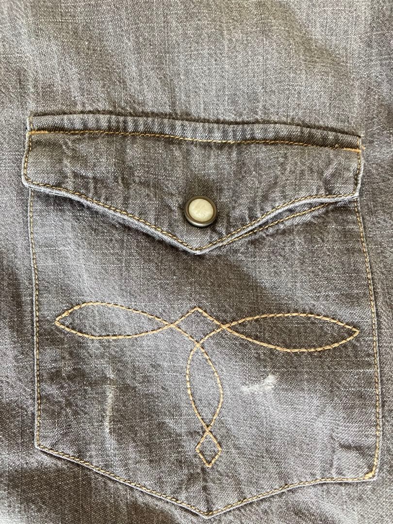 RRL ラルフ XL ウエスタン 長袖シャツ ブラックシャンブレー