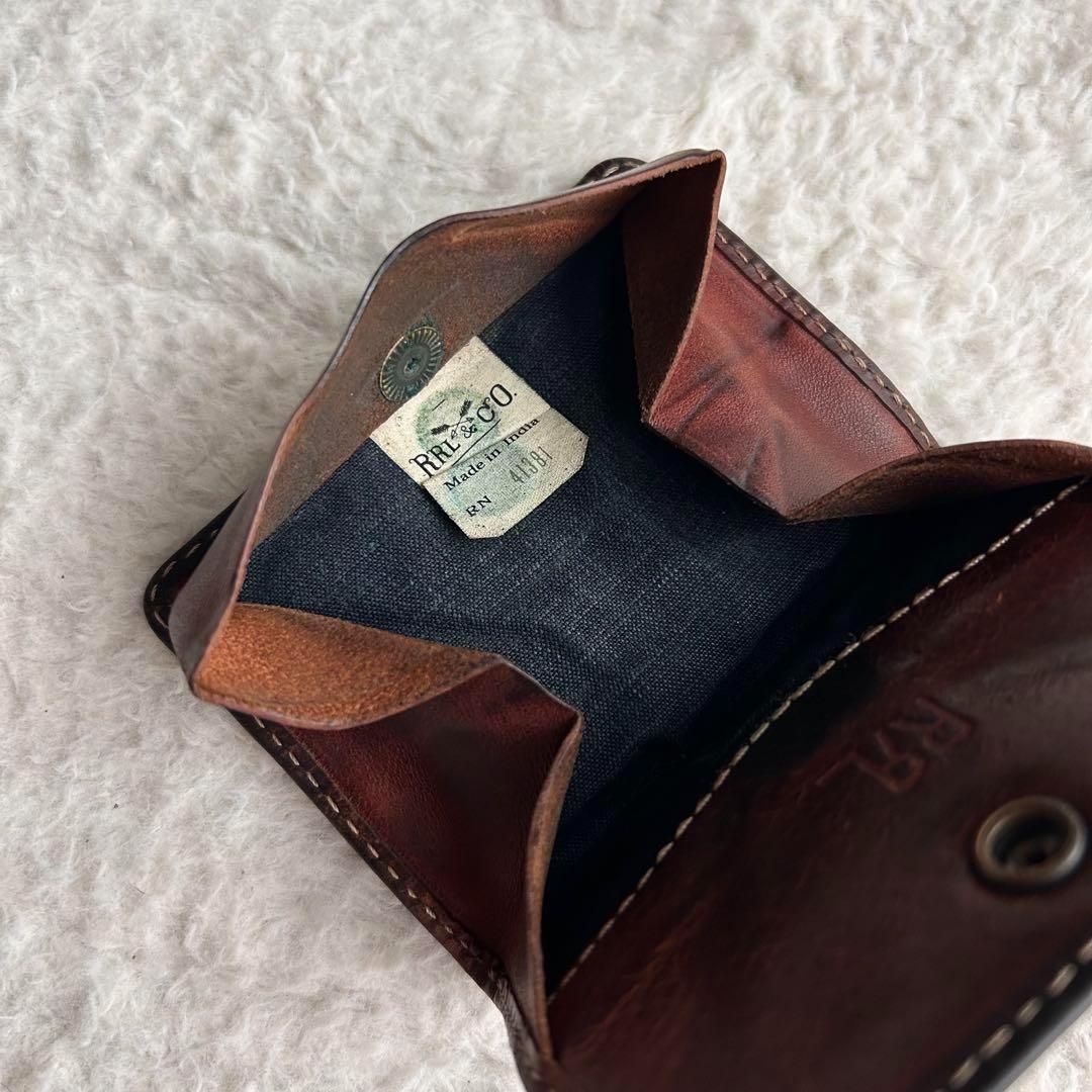 【激レア】ダブルアールエル ケース 小銭入れ レザー コンチョボタン 茶色