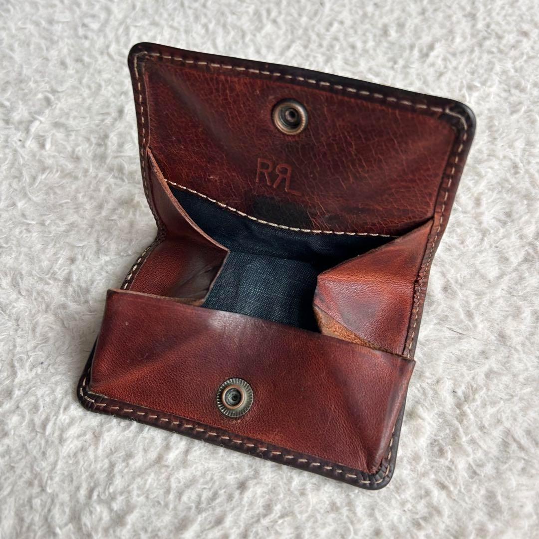【激レア】ダブルアールエル ケース 小銭入れ レザー コンチョボタン 茶色