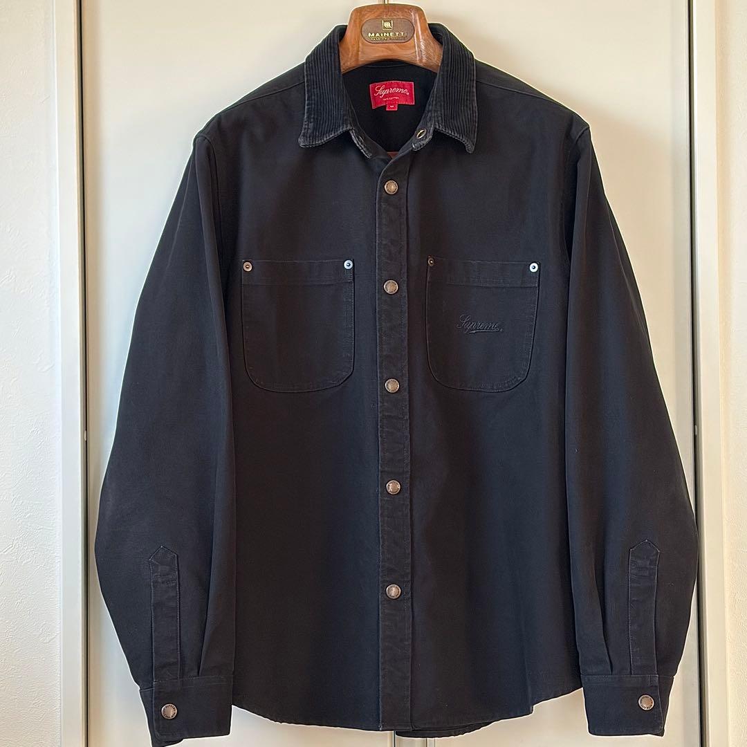 Supreme　Canvas Shirt　スクリプトロゴ　キャンバス　黒　Ｍ