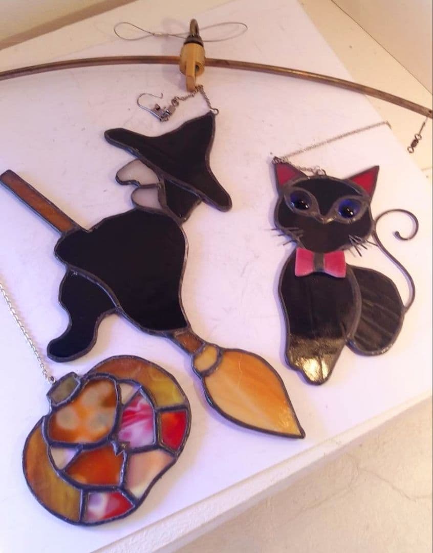 ステンドグラス　ハロウィンモチーフのモビール(各種)