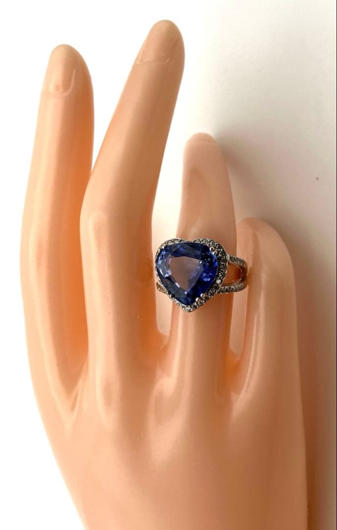タンザニア連合共和国産 ハート型 ロイヤルブルー タンザナイト S925 指輪