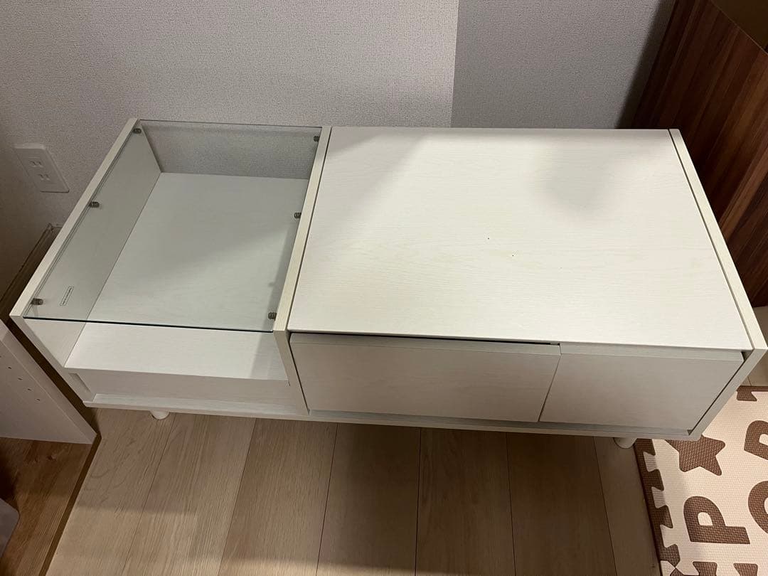 ロウヤ　ホワイト木製ガラス収納　ドレッサー