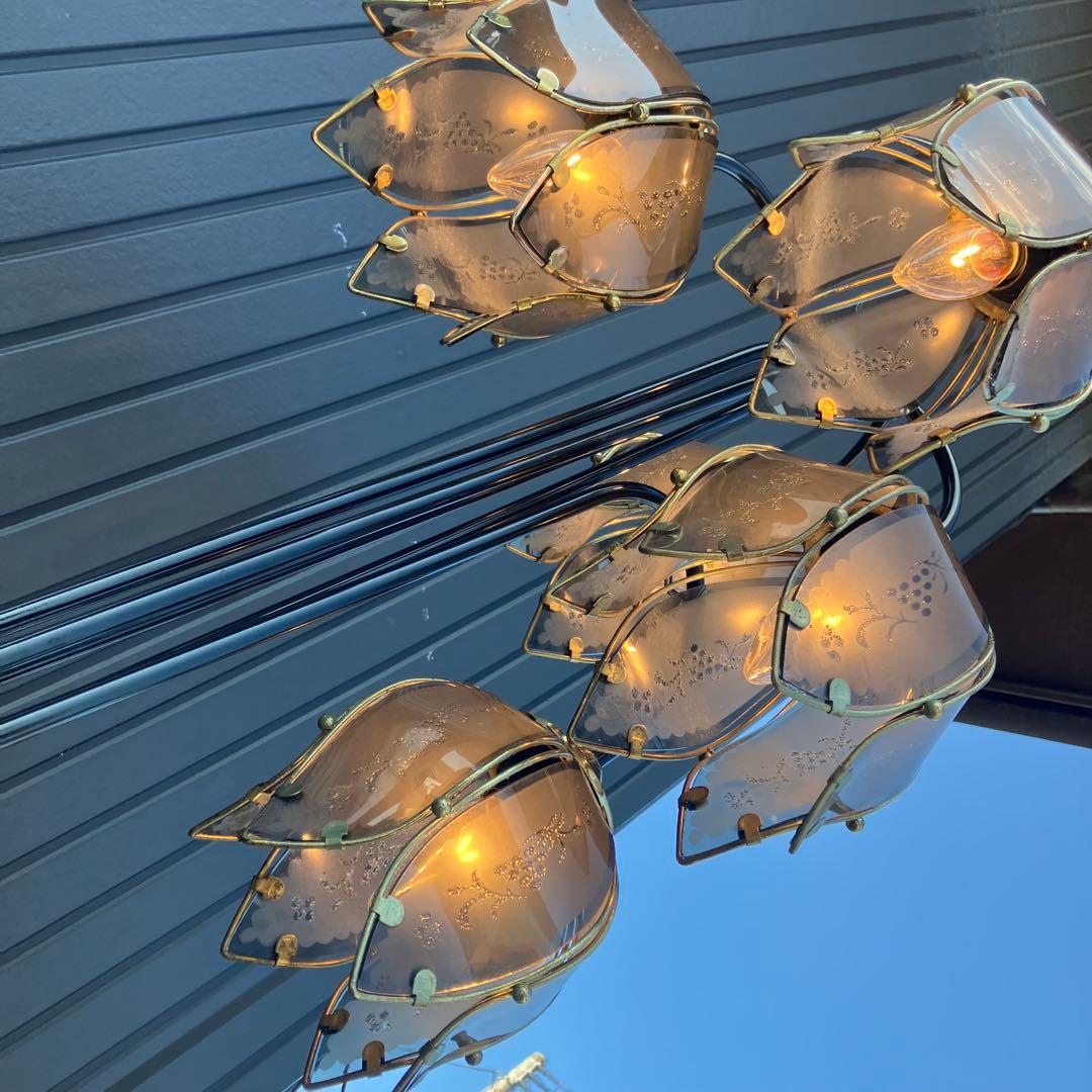 アンティーク ロータスモチーフ アイアンフレーム 5灯フロアライト スタンド