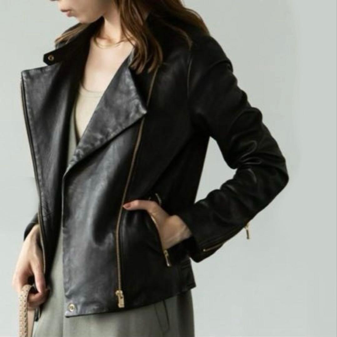 美品⭐️NOBLE ラムレザー　ダブルライダースジャケット　黒　40 羊革