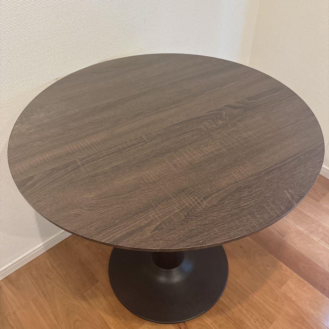 送料込　美品　ダイニングテーブル 丸テーブル ウォルナット柄