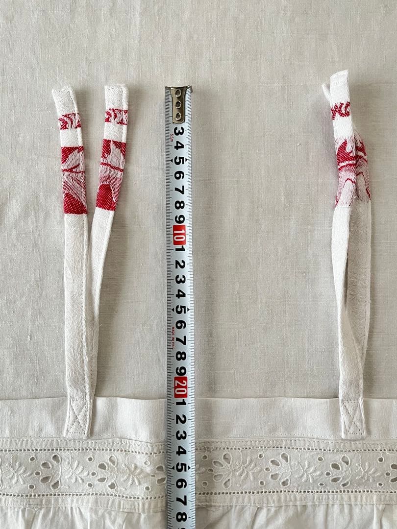 【美品】フランスアンティーク 手刺繍カットワークとフリル カフェカーテン