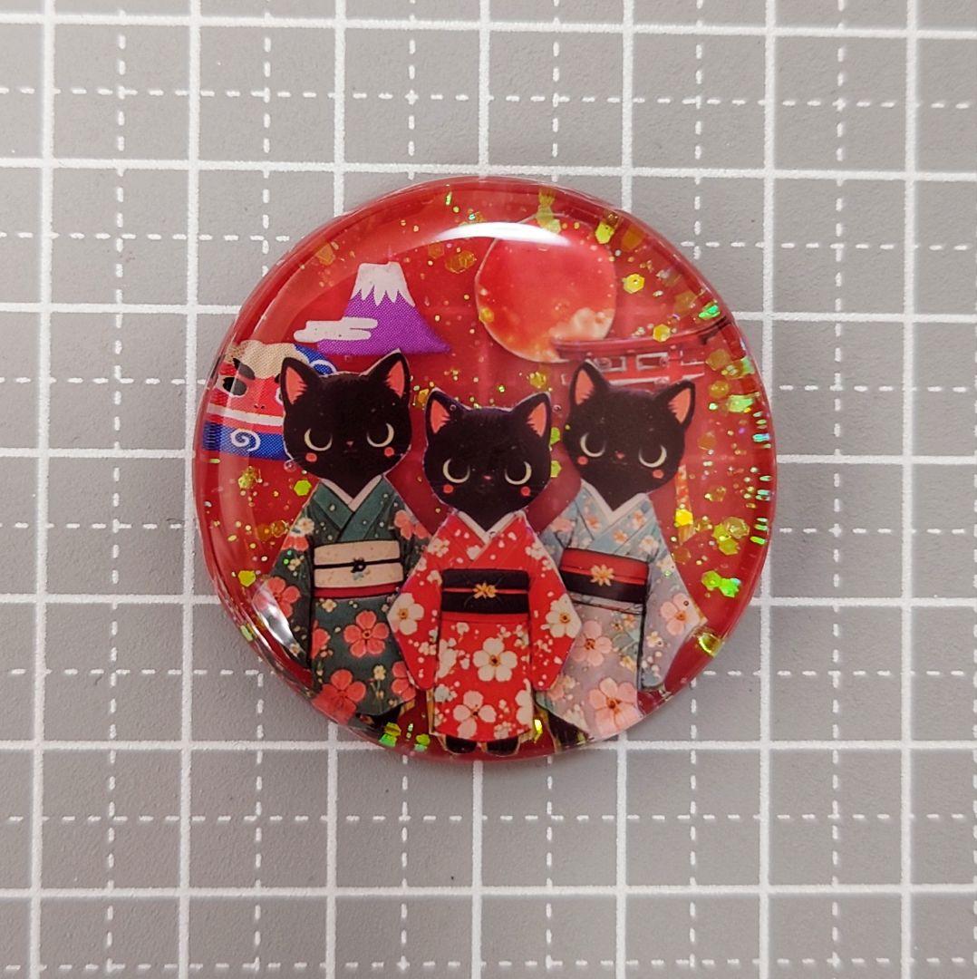 レジン　猫　ヘアゴム　ブローチ　ポニーフック　No.445