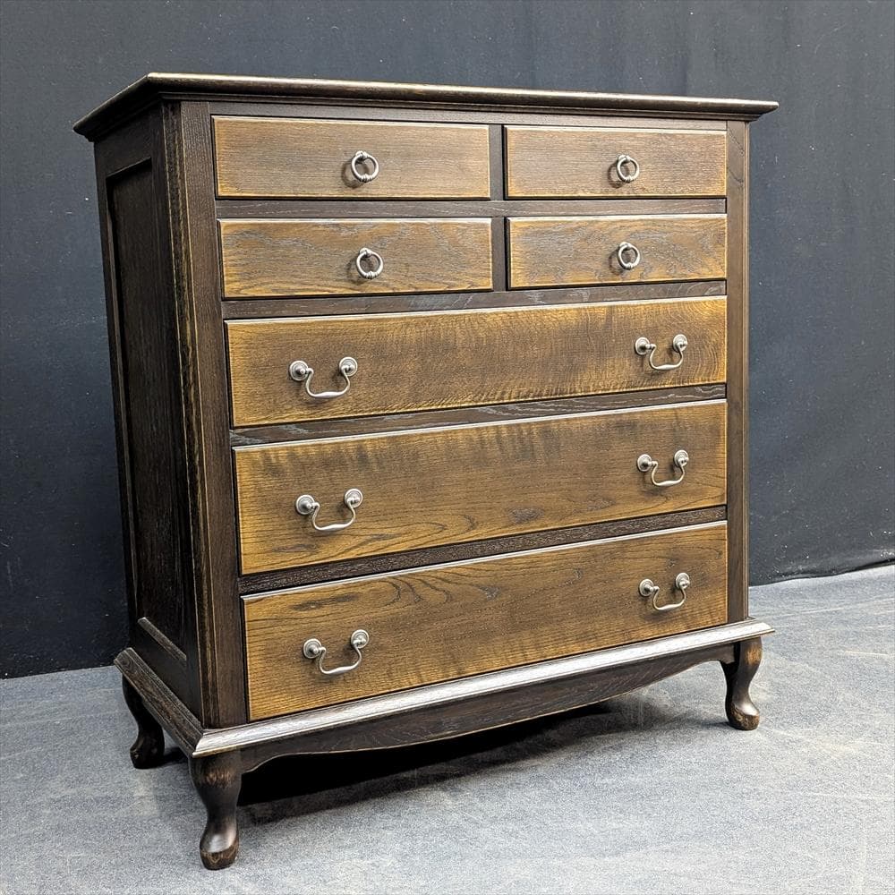 美品　えぞ民芸　EZO　楢 ナラ材　無垢　猫脚　箪笥　タンス　チェスト　ドロワー