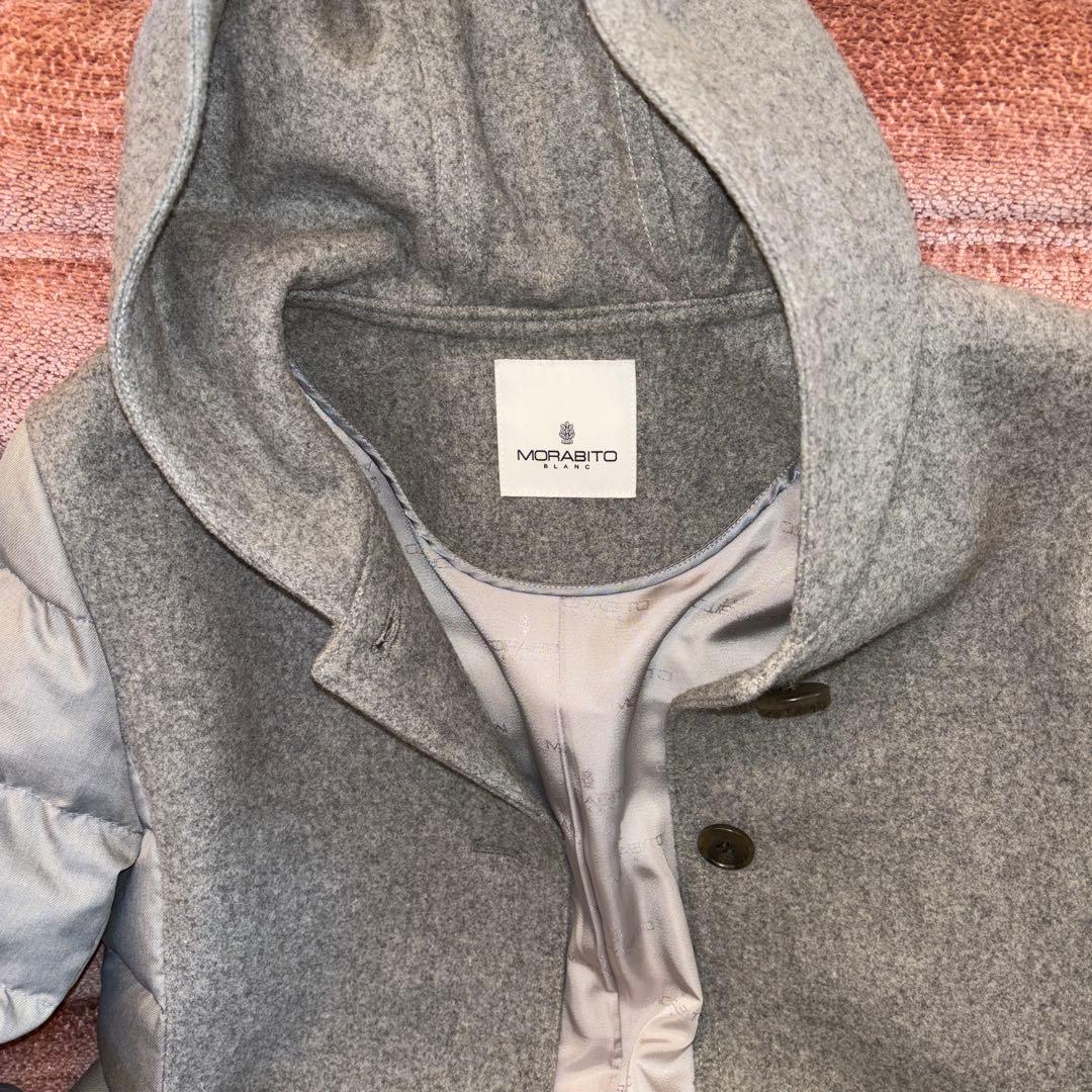 【MORABITO 】美品　グレー ダッフルコート フード付き　クリーニング済み