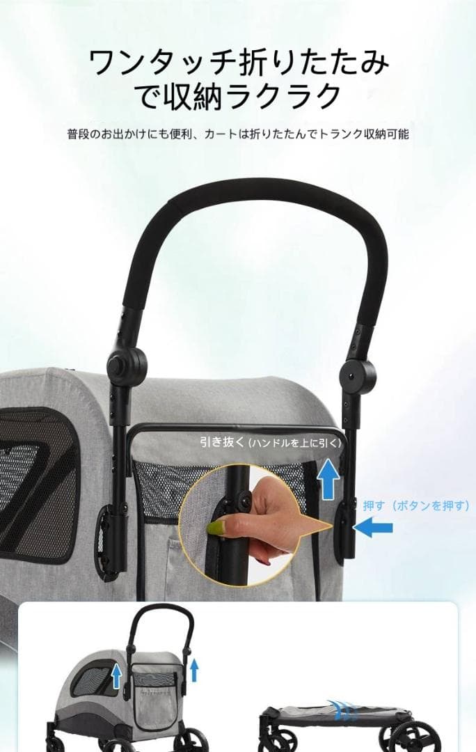 三面開閉式大型ペットカート