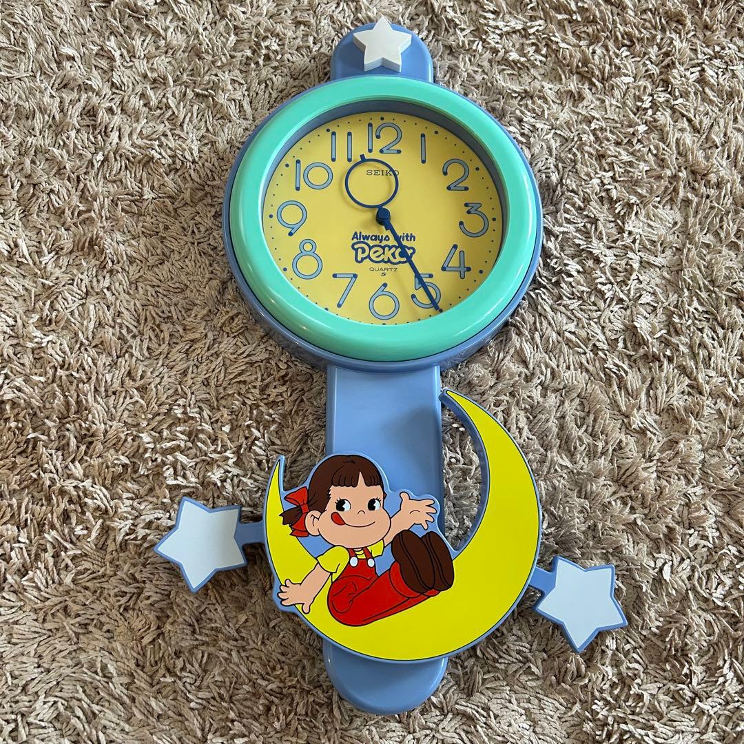 【新品未使用】希少　非売品　不二家　ペコちゃん　SEIKO 掛け時計