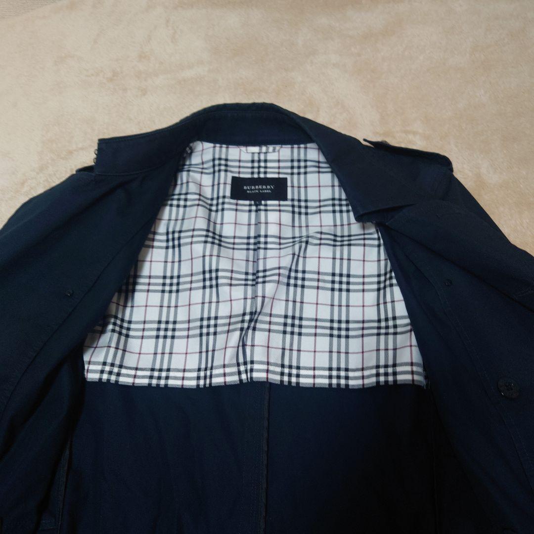L 希少 銀ボタン バーバリーブラックレーベル トレンチコート ロゴ刺繍