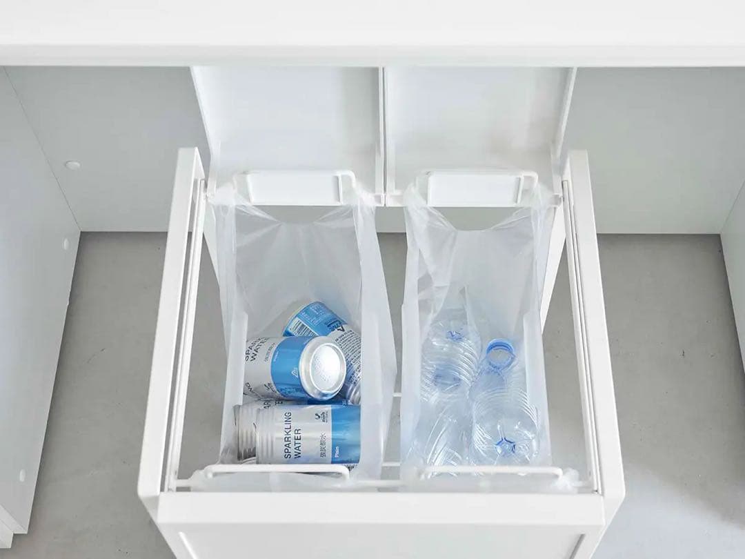 蓋付き目隠し分別ダストワゴン 2分別【ホワイト】