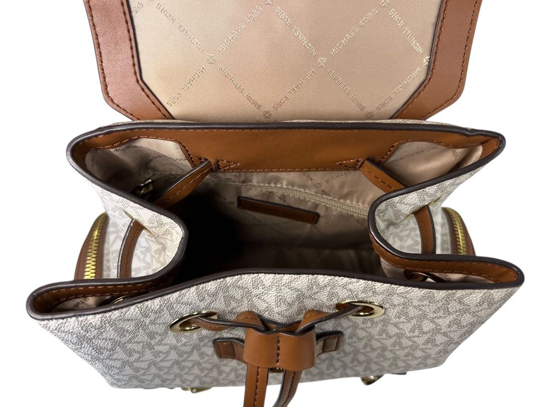 美品✨マイケルコース リュック ケンリー ロゴ シグネチャー バニラ×茶