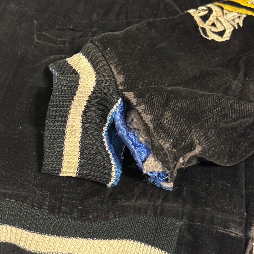 50s 別珍 白虎 鷹 スカジャン ブラック ブルー Vintage