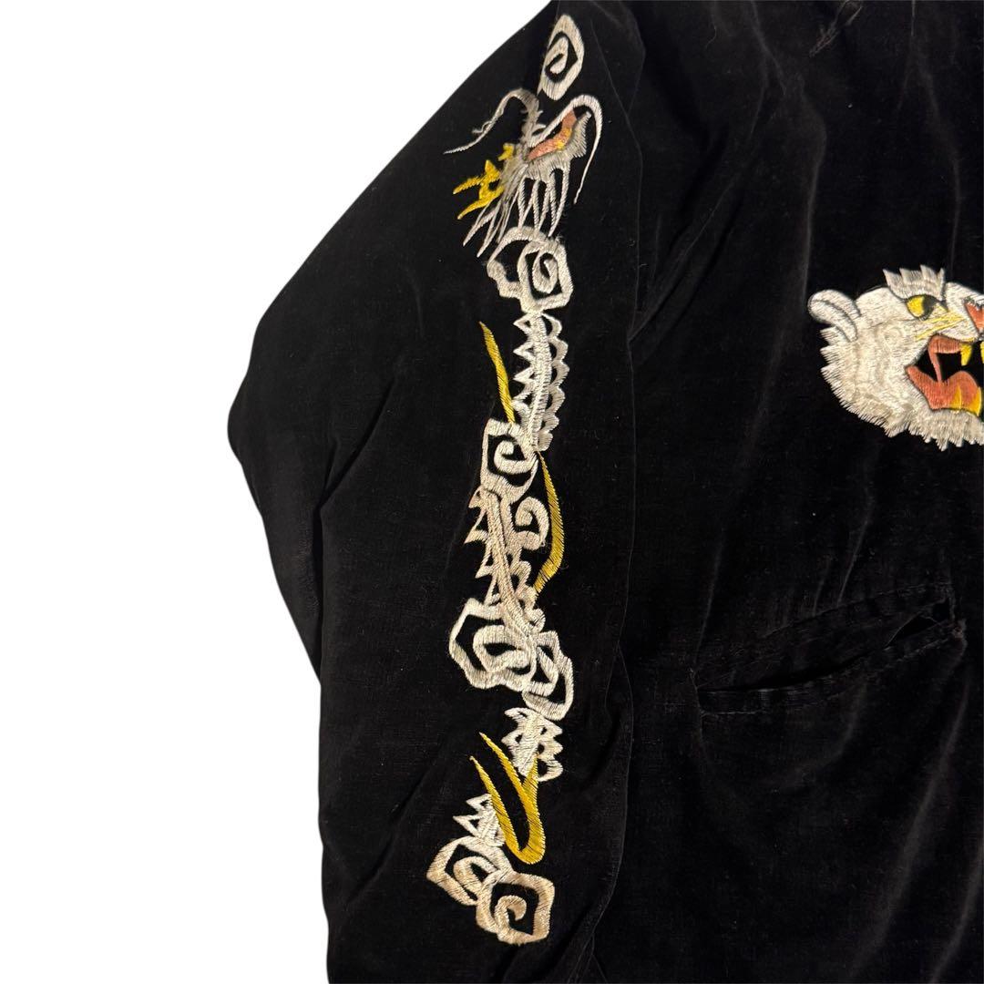 50s 別珍 白虎 鷹 スカジャン ブラック ブルー Vintage