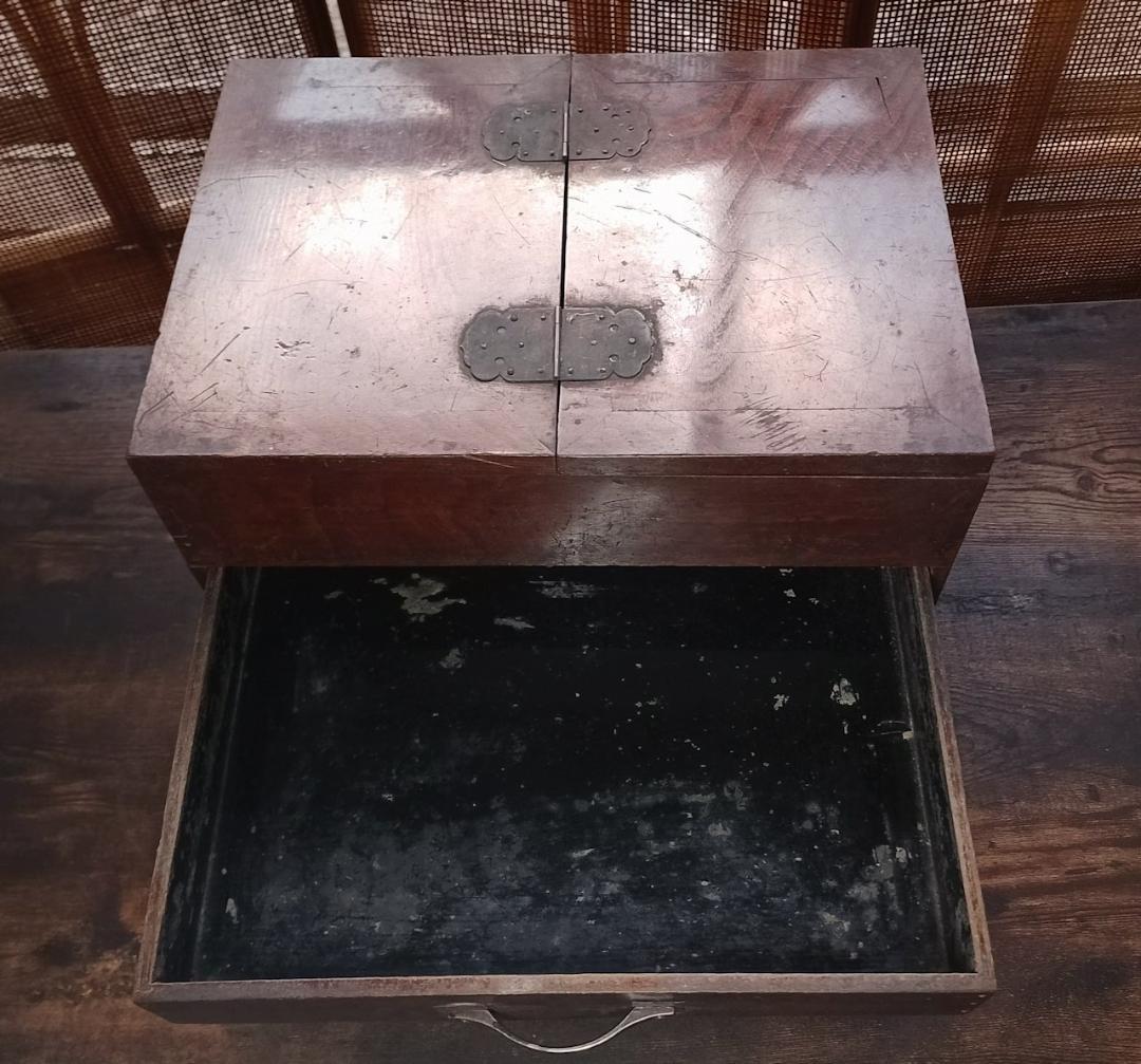 古道具 木製 鏡台用 化粧箱 引き出し付き 小箪笥 昭和レトロ