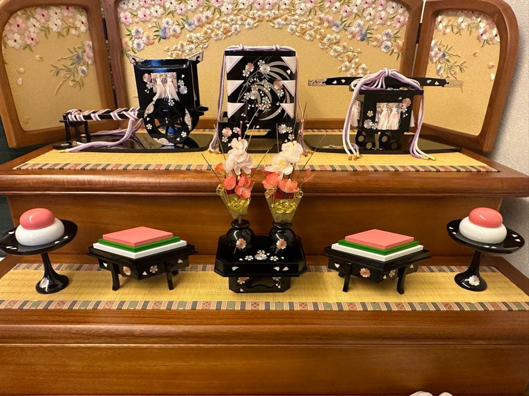 お雛道具揃 木製 35号 しだれ桜 三段飾り