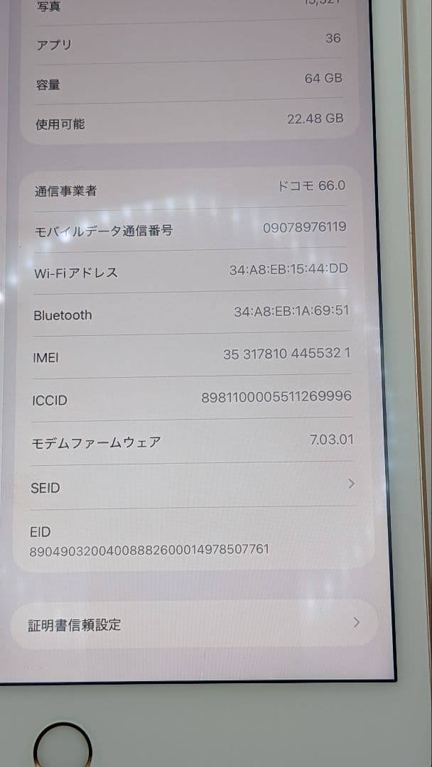【セルラー】iPad mini 5 64GB ゴールド docomo 本体のみ