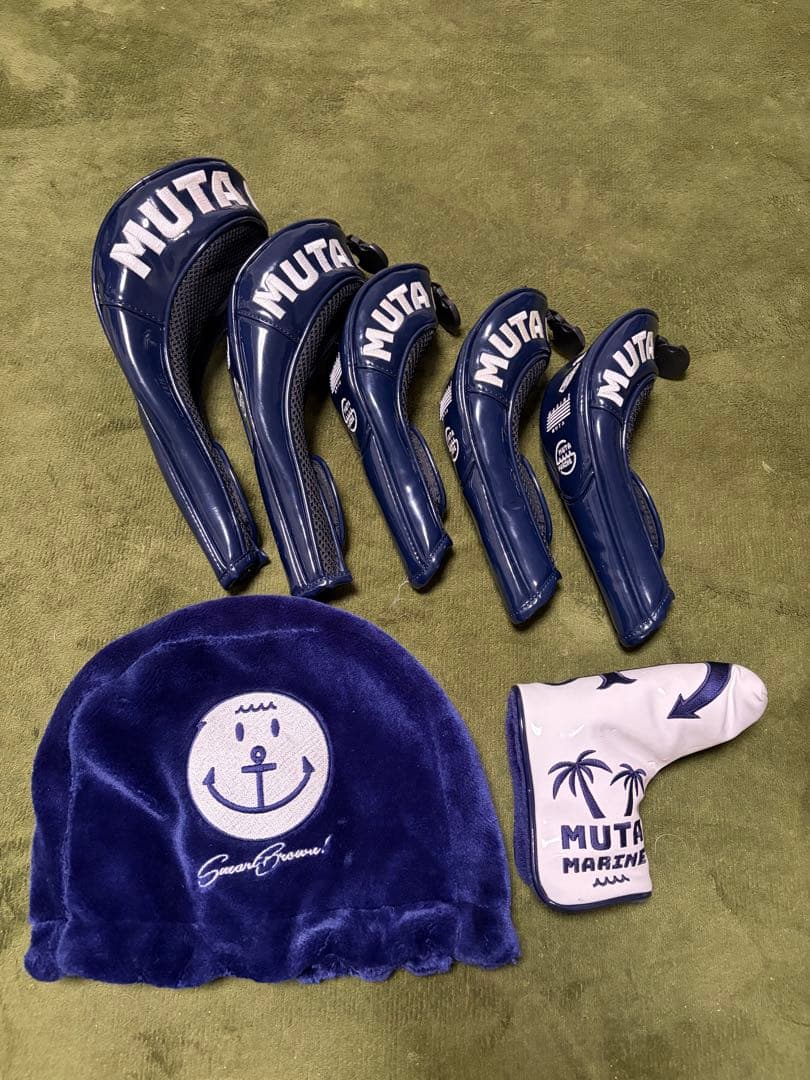 MUTA MARINE ネイビー キャディバッグ　クラブカバー7種付き　セット