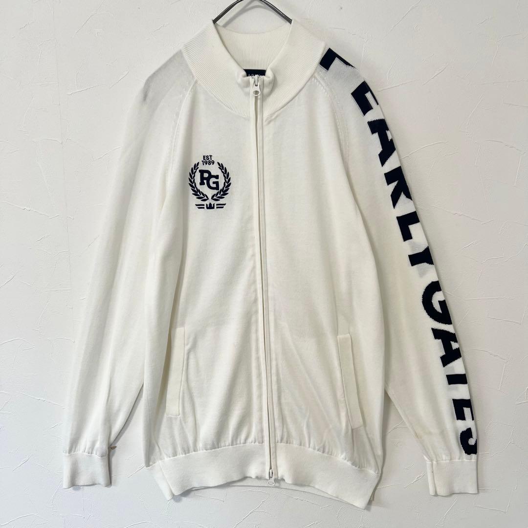 Pearly Gates パーリーゲイツ　デカロゴ　ニット　ジャケット　ホワイト