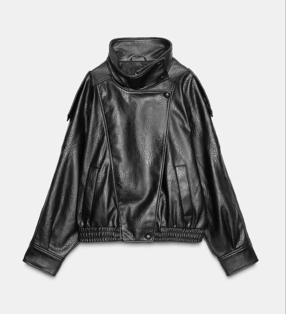 ZARA フェイクレザージャケット　ブラック　新品未使用　Mサイズ