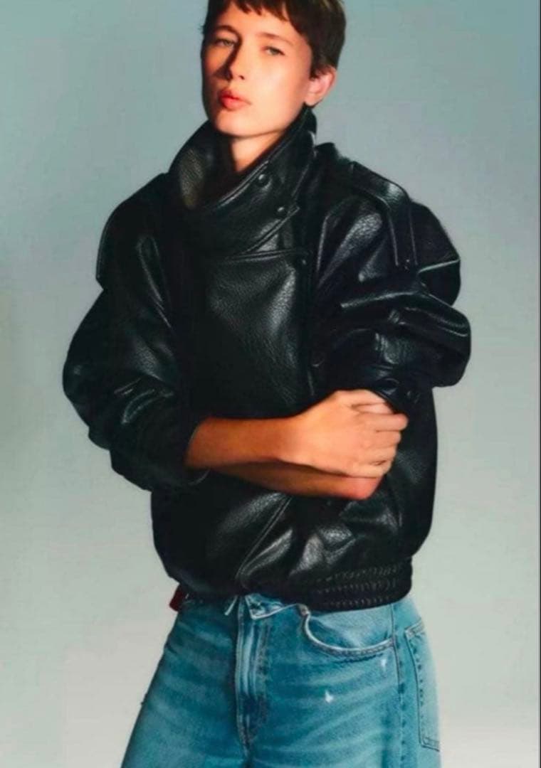 ZARA フェイクレザージャケット　ブラック　新品未使用　Mサイズ