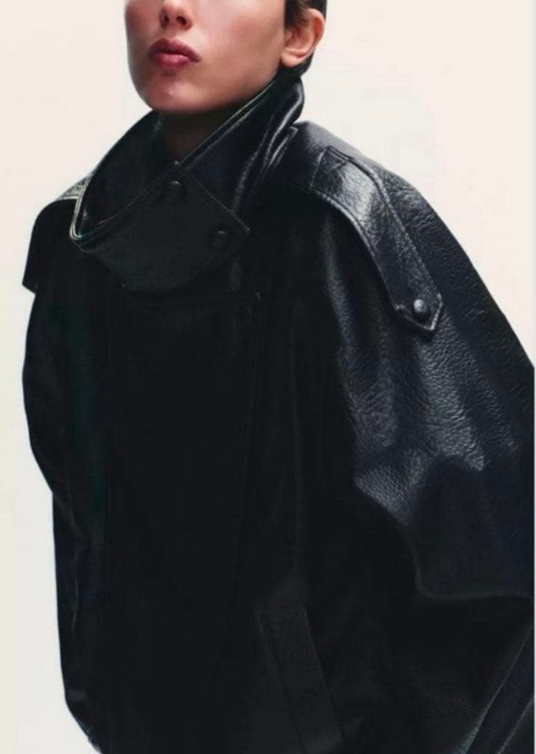 ZARA フェイクレザージャケット　ブラック　新品未使用　Mサイズ