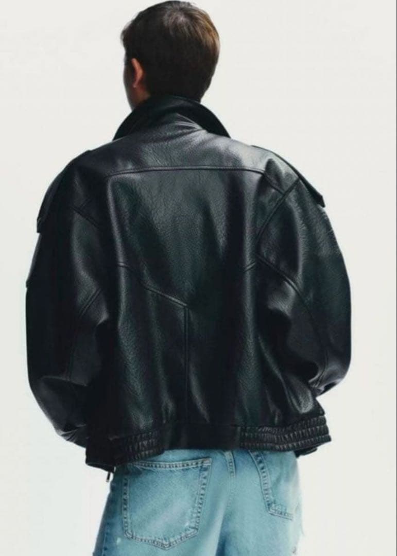 ZARA フェイクレザージャケット　ブラック　新品未使用　Mサイズ