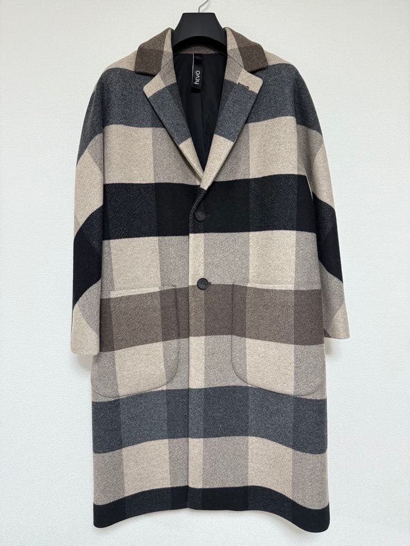 【希少•極美品】 hevo イーヴォ チェック ロングコート サイズ44