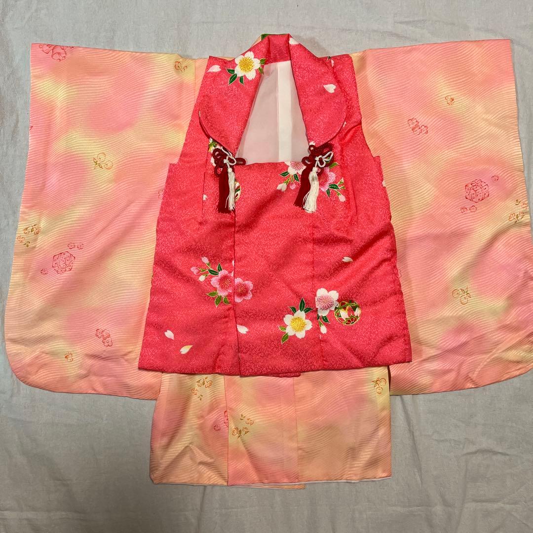 七五三　3歳　ピンク　被布　可愛い