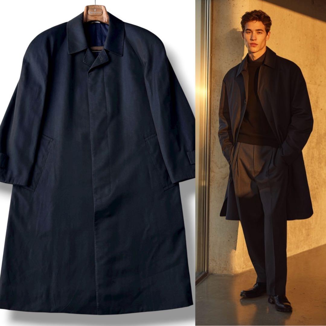 GIVENCHY ジバンシィ ステンカラー コート 絹 ネイビー 濃紺 S!!