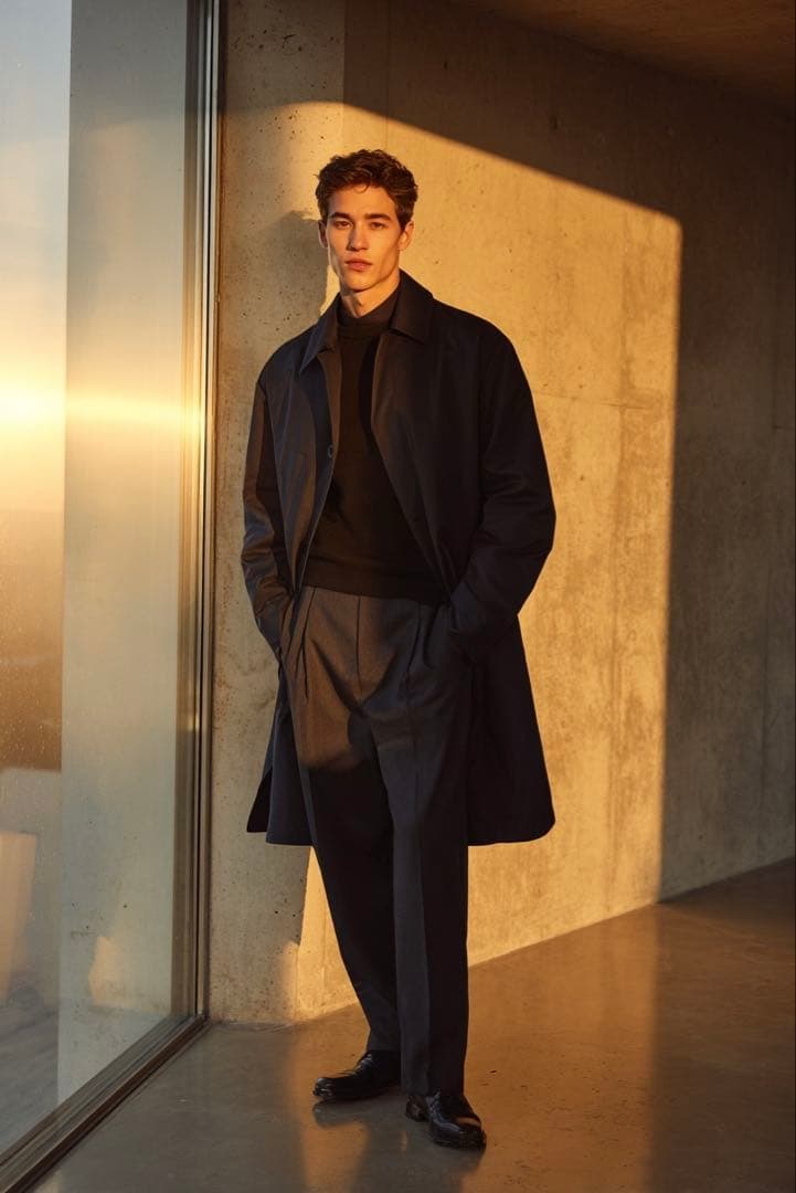 GIVENCHY ジバンシィ ステンカラー コート 絹 ネイビー 濃紺 S!!