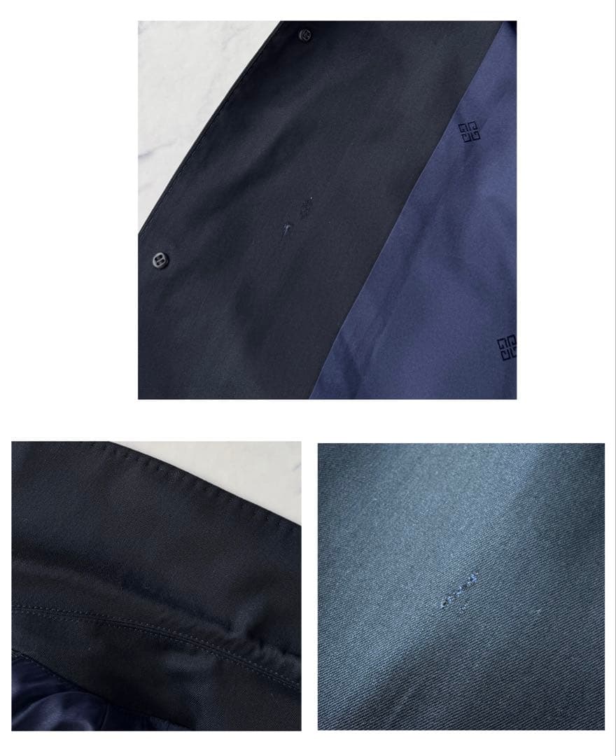 GIVENCHY ジバンシィ ステンカラー コート 絹 ネイビー 濃紺 S!!