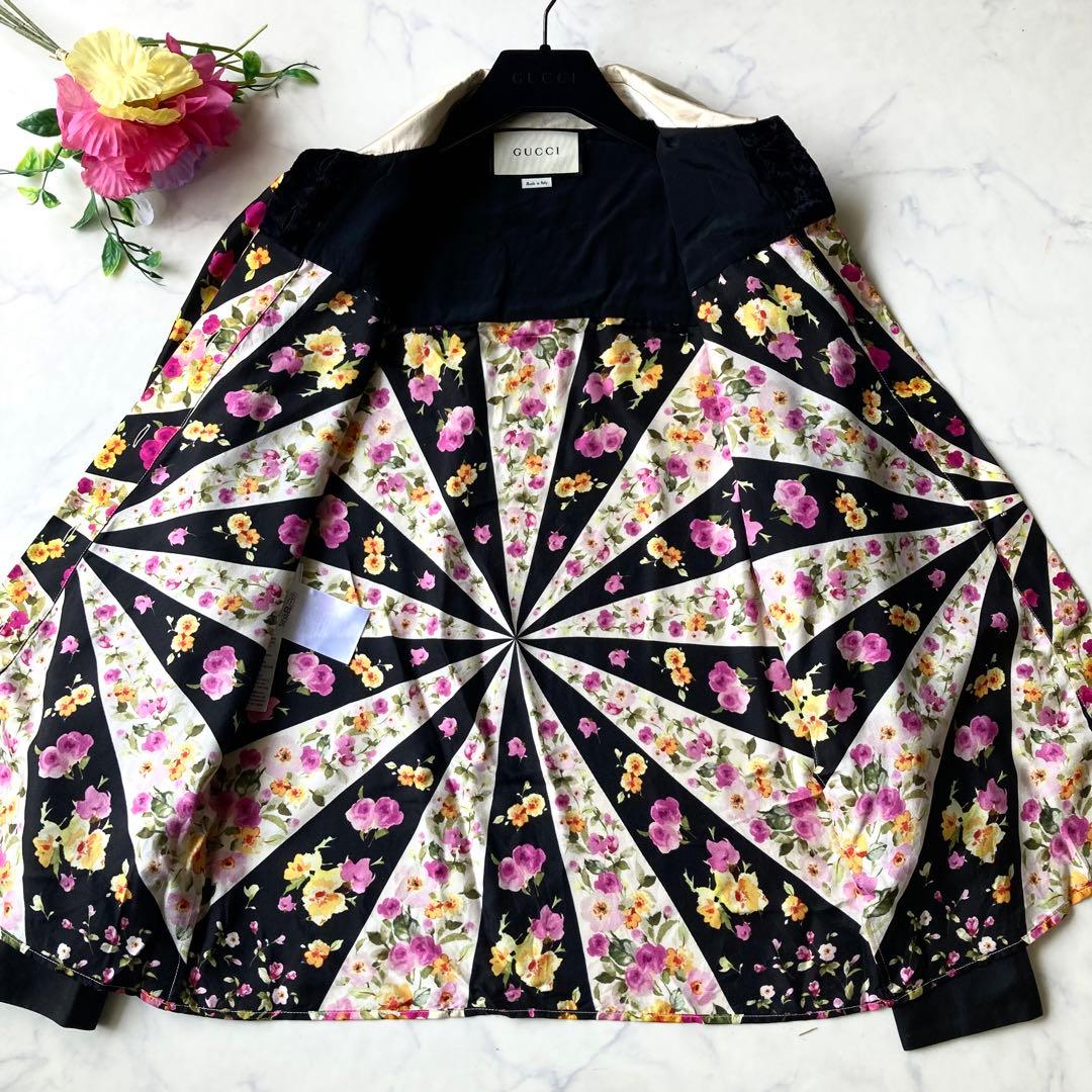 GUCCI グッチ　シャツ　ブラウス　フラワーパターン 花柄　シルク　38