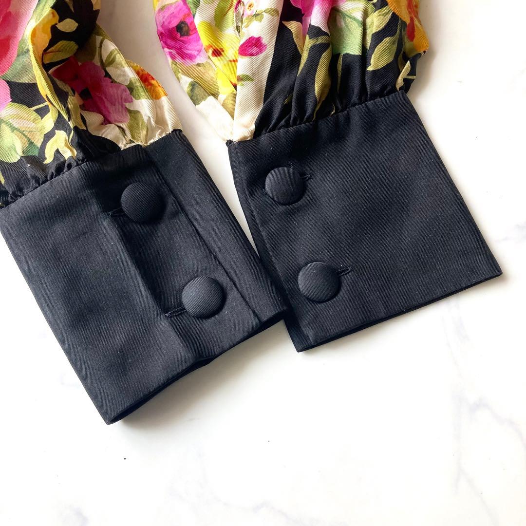 GUCCI グッチ　シャツ　ブラウス　フラワーパターン 花柄　シルク　38