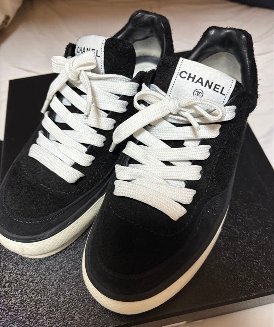 CHANEL シャネル スニーカー 38 G45208 カーフスキン ベルベット